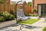 Hanging Egg Chair with Cushions - Garden Patio Swing Seat Rattan Dark Grey