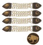 Biker Waistcoat/Vest Extender With Chrome USA Buffalo 5 Cents Button set of 4