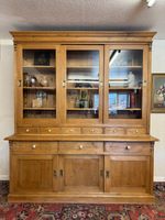 LARGE GLAZED PINE HOUSEKEEPERS CUPBOARD/DRESSER
