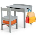 Kids Table and Chair Set Flip Top Toddler Study Desk Wooden Activity Table Set