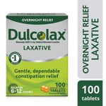 Dulcolax 5mg Tablets – 100 Pack – Constipation Relief, Gentle Overnight Laxative