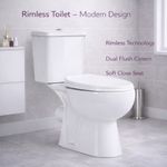 Modern Rimless Toilet WC Close Coupled Soft Close Seat White Ceramic Bathroom