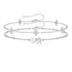 SILVER BRACELETS FOR WOMEN 2PCS 925 STERLING SILVER BRACELETS DAINTY SHINY