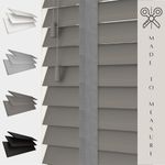 MADE TO MEASURE FAUX WOOD 50MM VENETIAN BLINDS SLATS STRING GREY WHITE