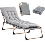 Single Folding Bed Sun Lounger Recliner Garden Camping Cots Guest  With Mat
