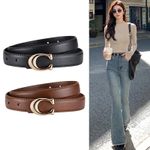 Women's Luxury Inspired Leather Belt with Gold "C" Buckle – Designer Style Coach