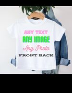 Personalised Children tshirt Customised Kids t-shirt Photo Any Text Top Tees