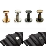 10Sets Flat Belt Screw Leather Craft Chicago Stud Heads Nail Brass Solid Rivet