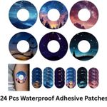 Libre 2 Sensor Covers, 24 Pcs Waterproof Adhesive Patches - Blood Sugar Monitor 