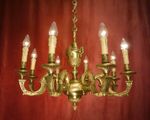 Elegant French 8-Light Classical Chandelier in Solid Brass Ø 30"