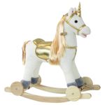 ROCKING HORSE UNICORN KIDS AURORA LUXURY PLUSH TOY & WHEELS & SOUNDS 18M+