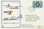 GB 1977 first flight with British Air Ferries Ltd (BAF) "DÜSSELDORF - SOUTHEND"