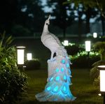 Peacock Home Decor Solar Light Large Garden Ornament Colour Change Light 48.5cm 
