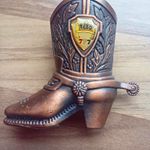 Brass Boot Figurine/Statue with “Revol” Emblem Decorative Figure