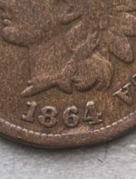 USA! Rare! 1864 L S4 Repunched Date(RPD) Variety Indian Head Cent in DecentGrade
