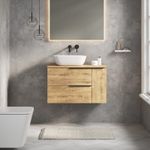 Celtic Duo 800mm Wall Hung Bathroom Vanity Unit with Worktop - Ostippo Oak