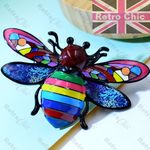 Xmas Gift Large Art Deco Vintage Style Bumble Bee Enamel Brooch Pendant Blue Pin