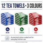 12 Pack Wonderdry Check Tea Towels Assorted Colours Kitchen Towels Cotton