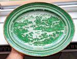 STRIKING 18TH / 19TH CENTURY CHINESE FAMILLE VERTE PLATTER / DISH LANDSCAPE