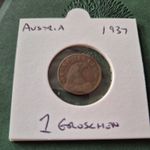 Austria  1 Groschen Coin   1937 mint condition 