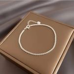 Womens Ladies 925 Sterling Silver Square Chain Bracelet Jewellery Bangle Gift **