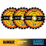 3 x DeWalt DT10624 165mm 24T 20mm Elite Cordless Circular Saw Blade