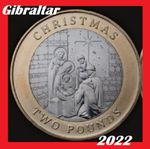 Gibraltar coin £2 pounds 2022 Xmas Christmas Nativity scene Jesus star 3 kings 