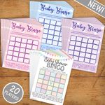 Baby Shower Bingo - Pink Blue Rainbow Neutral - 20 Players - Perfect Party Game!