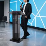 Acrylic Speech Lectern Podium with Microphone Stand for Presentation Office