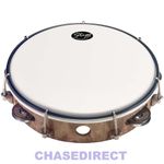 Stagg 10" Tambourine with Head Single Row Latin Percussion Wood Effect TAB10 ___