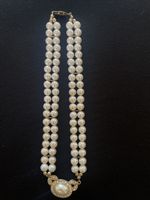 Simulated vintage Double String Pearl Necklace 8”