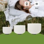 3pcs 8"/10"/12"  Frosted Quartz Crystal Singing Bowl Set for Sound Healing Bath