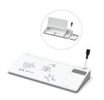 Glass Desktop Dry Erase Whiteboard with Storage Caddy and Calculator 15.75x7.09"