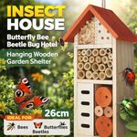 Insect House Butterfly Bee Beetle Bug Hotel Hanging Wooden Garden Shelter 26cm