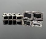 Rectangular Greek Border Cufflinks And Dress Shirt Studs Set Men Wedding Gift