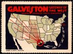 Vintage US Poster Stamp Galveston Gateway The West Where Producer Meets Consumer