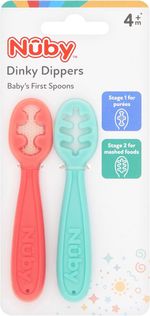 Baby First Weaning Spoons Nuby Dinky Dippers Soft Tip Feeding Set