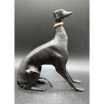 Vintage Modernist Bronze Greyhound Whippet Dog Statue Figurine Black Matte 6"