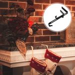 2Pcs Xmas Mantel Hook Iron Black Sturdy Stocking Holder for Holiday Decor