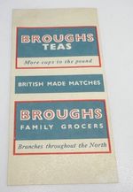 Vintage British Matchbox Label Broughs Family Grocer Advertising  `115 x55 mm