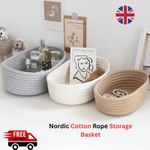 Nordic Cotton Rope Storage Basket – Woven Organizer for Desktop, Cosmetics & Key