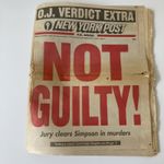 New York Post O. J. Verdict Extra - Not Guilty - October 3, 1995