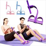 Tension Rope 4 Tube Elastic Pedal Ankle Puller Abdominal Exerciser Fitness Sport