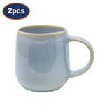 Stoneware Coffee Mug Set 400ml Reactive Glaze Tea Hot Choco Cup Beverages 2pcs
