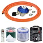 BUTANE GAS CARTRIDGE REGULATOR KIT 2M HOSE CLIPS 30mbar BBQ WEBER COLEMAN CADAC