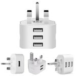 Universal UK Plug 1/2/3 USB 3Pin Wall Charger Adapter With Port Charging Charge
