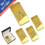 Personalised Engraved Electric Arc Lighter, Gold, Any Letter, Gift Boxed