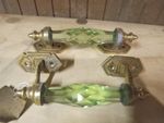 2 x Antique Vintage Brass Clear Cut Glass Victorian Door Handle