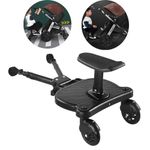 Universal Kids Buggy Board w/ Seat Step Board Stand Wheeled Pushchair Connector