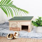 Small Predator-Proof Hedgehog House Wood Hibernation Shelter Rainproof Feeding